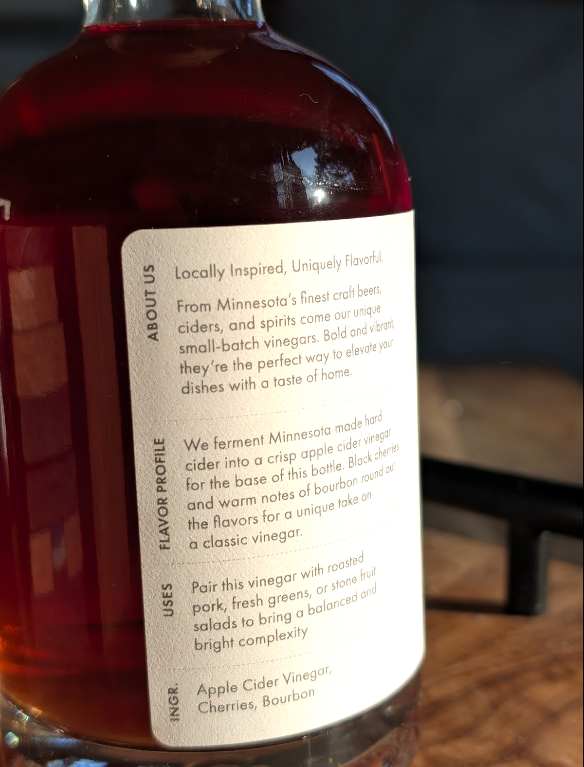 Cherry Bourbon Cider Vinegar: 12 oz